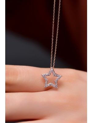 Sinsirella 925 Ayar Gümüş Kaplama Zirkon Taşlı Montür Yıldız Kolye