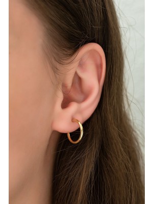 Sinsirella 925 Ayar Kaplama Çivili Halka Gümüş Kadın Küpe