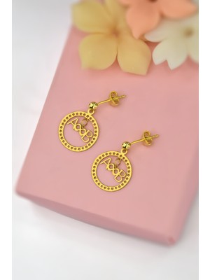 Sinsirella 925 Ayar Gümüş Kaplama Yıldız Sembollü Çember, Iki Harf Sonsuzluk Sallantılı Küpe