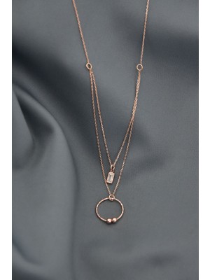 Sinsirella 925 Ayar Gümüş Kaplama Toplu Halka Baget Taşlı Asansör Kolye