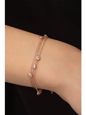 Sinsirella Üç Sıra Nano Zirkon Taşlı Tifany Bileklik Kaplama 925 Ayar Gümüş