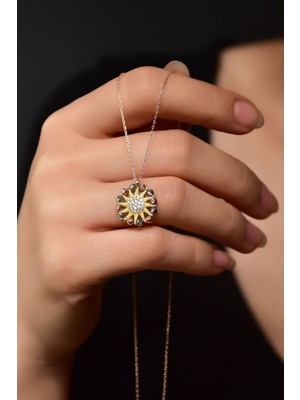 Sinsirella 925 Ayar Gümüş Kaplama Droika Toplu Çember Güneş Kolye