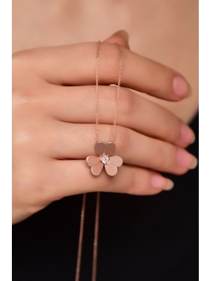 Sinsirella 925 Ayar Gümüş Kaplama Zirkon Taşlı Frezya Çiçeği Kolye