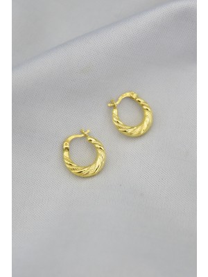 Sinsirella 925 Ayar Gümüş Kaplama Licuala Çizgi Desenli Klipsli Kadın Küpe