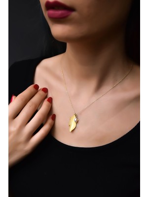 Sinsirella 925 Ayar Gümüş Kaplama Yassı Incili Tüy Kolye