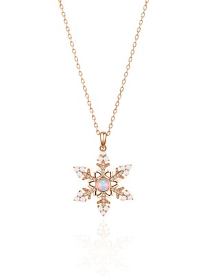 Sinsirella 925 Ayar Gümüş Kaplama Opal Kar Tanesi Kadın Kolye