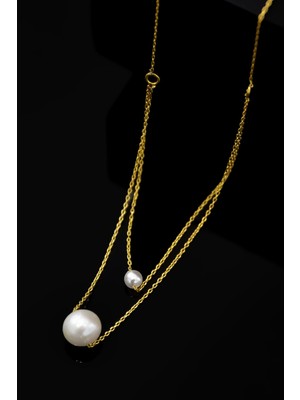 Sinsirella 925 Ayar Gümüş Kaplama Incili Asansörlü Kolye