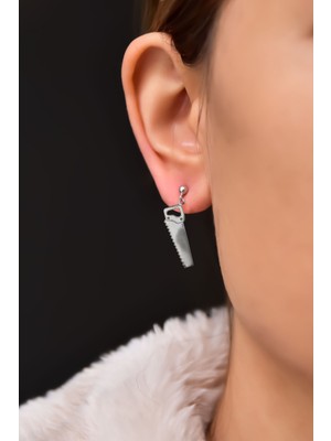 Sinsirella 925 Ayar Gümüş Kaplama Testere Çivili Küpe