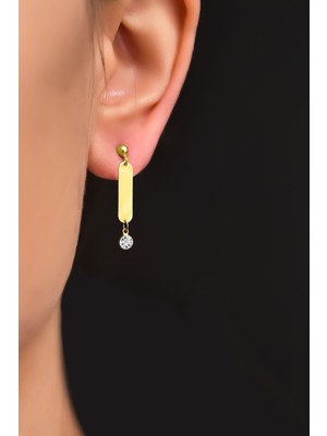 Sinsirella 925 Ayar Gümüş Kaplama Doğum Taşlı Çubuk Küpe