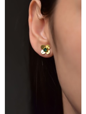 Sinsirella 925 Ayar Gümüş Kaplama Mayıs Ayı Doğum Taşlı Frezya Çiçeği Küpe