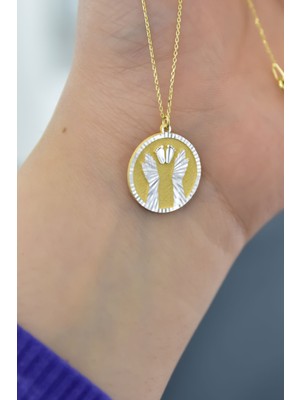 Sinsirella 925 Ayar Gümüş Gold-Kaplama Hand Footprint Plaka Kolye