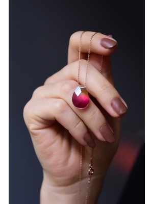 Sinsirella 925 Ayar Gümüş Kaplama Ateş Damla Kolye