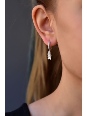 Sinsirella 925 Ayar Gümüş Kaplama Fish Halka Küpe