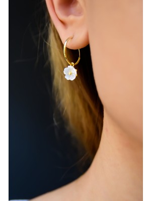 Sinsirella 925 Ayar Gümüş Kaplama Manolya Çiçek Halka Küpe