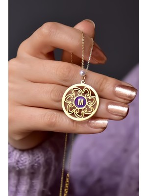 Sinsirella 925 Ayar Gümüş Kaplama Incili Parlayan Rüya Serisi Vav Harfli, Bağlılık Yemin Çemberi Kolye