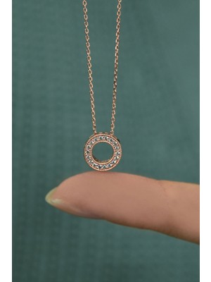 Sinsirella 925 Ayar Gümüş Kaplama Taşlı Yuvarlak Kolye