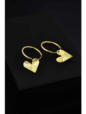 Sinsirella 925 Ayar Gümüş Kaplama Fırfırlı Kalp Halka Küpe