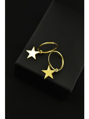 Sinsirella 925 Ayar Gümüş Kaplama Yıldız Figürlü Halka Küpe