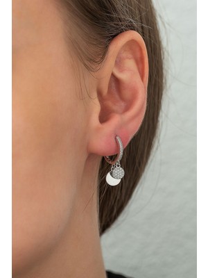 Sinsirella 925 Ayar Kaplama Çift Pullu Sallantılı Gümüş Küpe