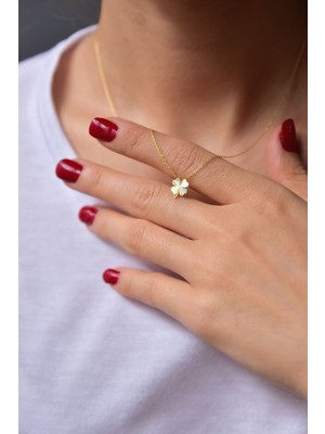 Sinsirella 925 Ayar Gümüş Kaplama Kristal Kesim Yonca Kolye