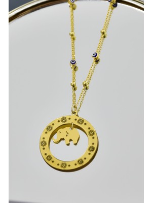 Sinsirella 925 Ayar Gümüş Yunan Mitolojisi Helios Çemberli,gücün Tılsımı Fil Sembolü Nazar Mineli Zincir Kolye