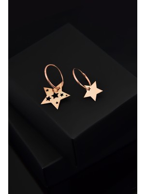 Sinsirella 925 Ayar Gümüş Kaplama Yıldız Halka Küpe