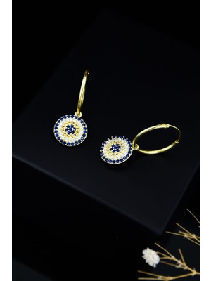 Sinsirella 925 Ayar Gümüş Kaplama Küçük Boy Nazar Halka Kadın Küpe