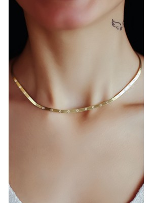 Sinsirella 925 Ayar Gümüş Kaplama Desenli Italyan Ezme Zincir Kolye