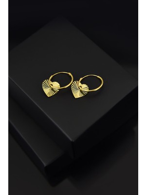 Sinsirella 925 Ayar Gümüş Kaplama Fırfırlı Kalp Halka Küpe