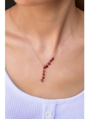 Sinsirella 925 Ayar Gümüş Kaplama Kayan Garnet Zirkon Taşlı Yıldız Kolye