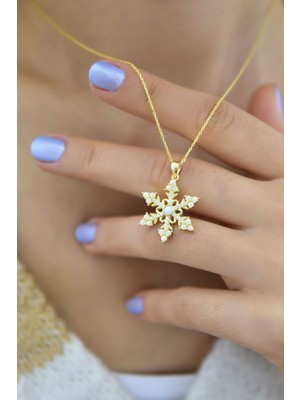 Sinsirella 925 Ayar Gümüş Kaplama Opal Kar Tanesi Kadın Kolye