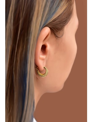 Sinsirella 925 Ayar Gümüş Kaplama Dövme Desenli Halka Küpe