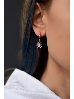 Sinsirella 925 Ayar Gümüş Kaplama Elmas Montür Damla Küpe