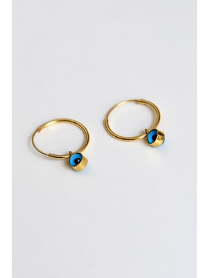 Sinsirella 925 Ayar Gümüş Kaplama Nazarlı Cam Göz Kadın Küpe