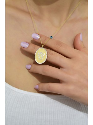 Sinsirella 925 Ayar Gümüş Kaplama Gözlü Melek Plaka Kolye