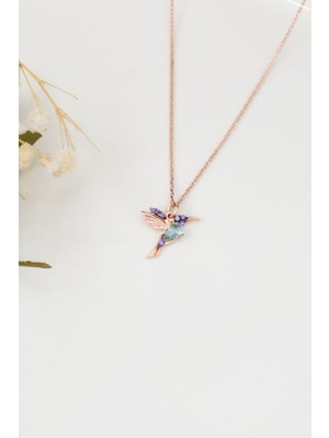 Sinsirella 925 Ayar Gümüş Kaplama Taşlı Kuş Kolye