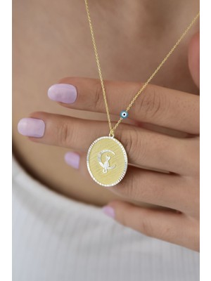 Sinsirella 925 Ayar Gümüş Kaplama Ayda Oturan Kedi Plaka Kolye