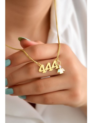 Sinsirella 925 Ayar Gümüş Kaplama Gurmet Zincirli Mineli Melek Sayısı 444 Kolye