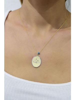 Sinsirella 925 Ayar Gümüş Kaplama Gözlü Lotus Plaka Kolye