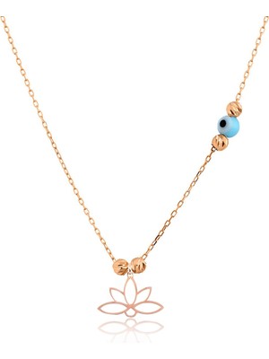 Sinsirella 925 Ayar Kaplama Dorika Toplu Gümüş Lotus Kolye