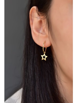 Sinsirella 925 Ayar Gümüş Kaplama Yıldız Figürlü Halka Küpe