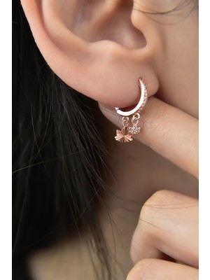 Sinsirella 925 Ayar Gümüş Kaplama Lotus Figürlü Halka Kadın Küpe