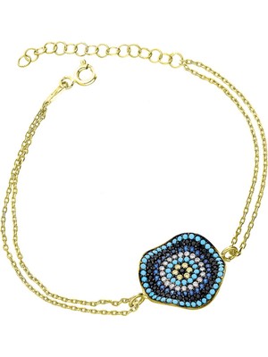 Sinsirella 925 Ayar Gümüş Kaplama Dalgalı Nazar Bileklik