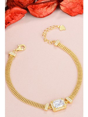 Sinsirella 925 Ayar Gümüş Toplu Kaplama Baget Taşlı Bileklik