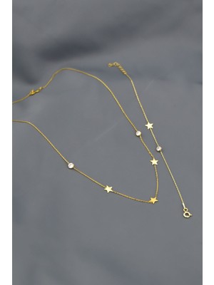 Sinsirella 925 Ayar Gümüş Kapla Taşlı Yıldız Kolye Bileklik Set