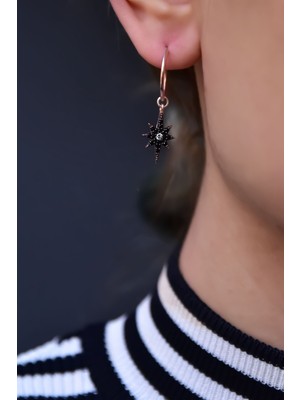 Sinsirella 925 Ayar Gümüş Rose Kaplama Kutup Halka Kadın Küpe