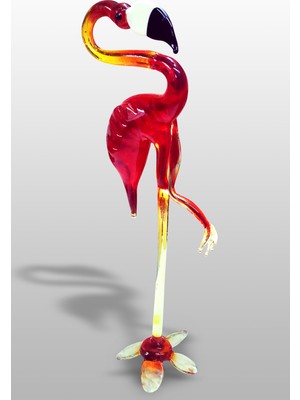 Cam Sanatı Kırmızı Flamingo
