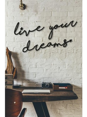 CajuArt Dekoratif Live Your Dreams Ahşap Duvar Tablo Modern Yazı