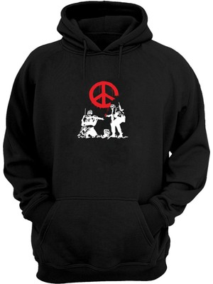 The Wert Unisex Graffiti Sokak Sanatıtuval Baskılı Siyah Normal Kalıp Şardonlu Kalın Sweatshirt