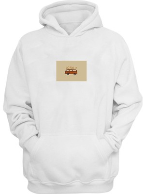 The Wert Unisex Go For It Baskılı Beyaz Normal Kalıp Şardonlu Kalın Sweatshirt